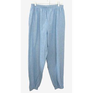 The La Costa Spa Blue Cotton Pull On Jogger Pants Zip Legs Pockets - Large